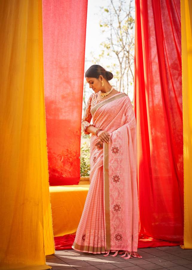 Shangrila Dhruvi Linen Heavy Festive Wear Weaving  Embroidery Saree Collection